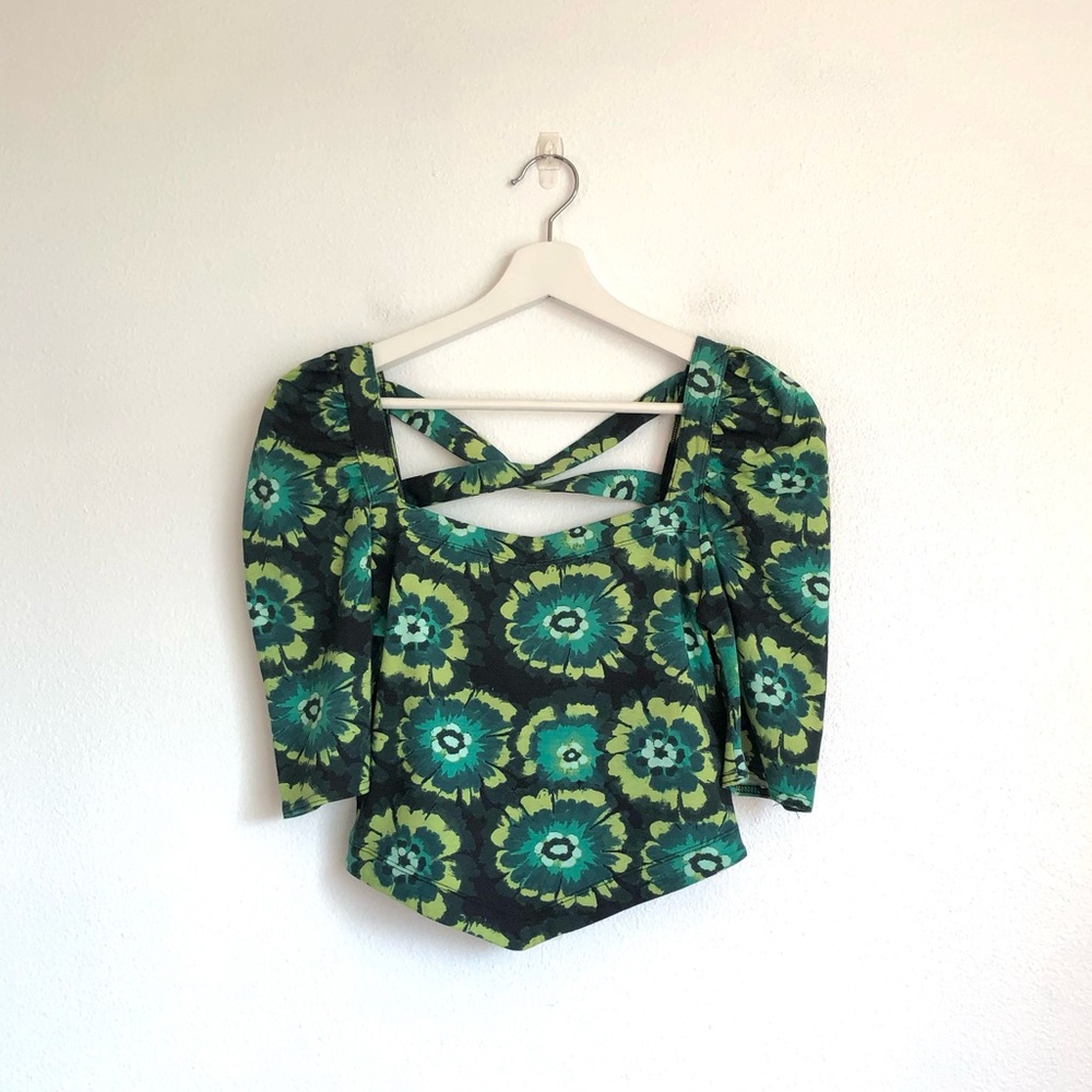 NWT Free People Give Me More Green Floral Crop Top Size Small Boho Hippie